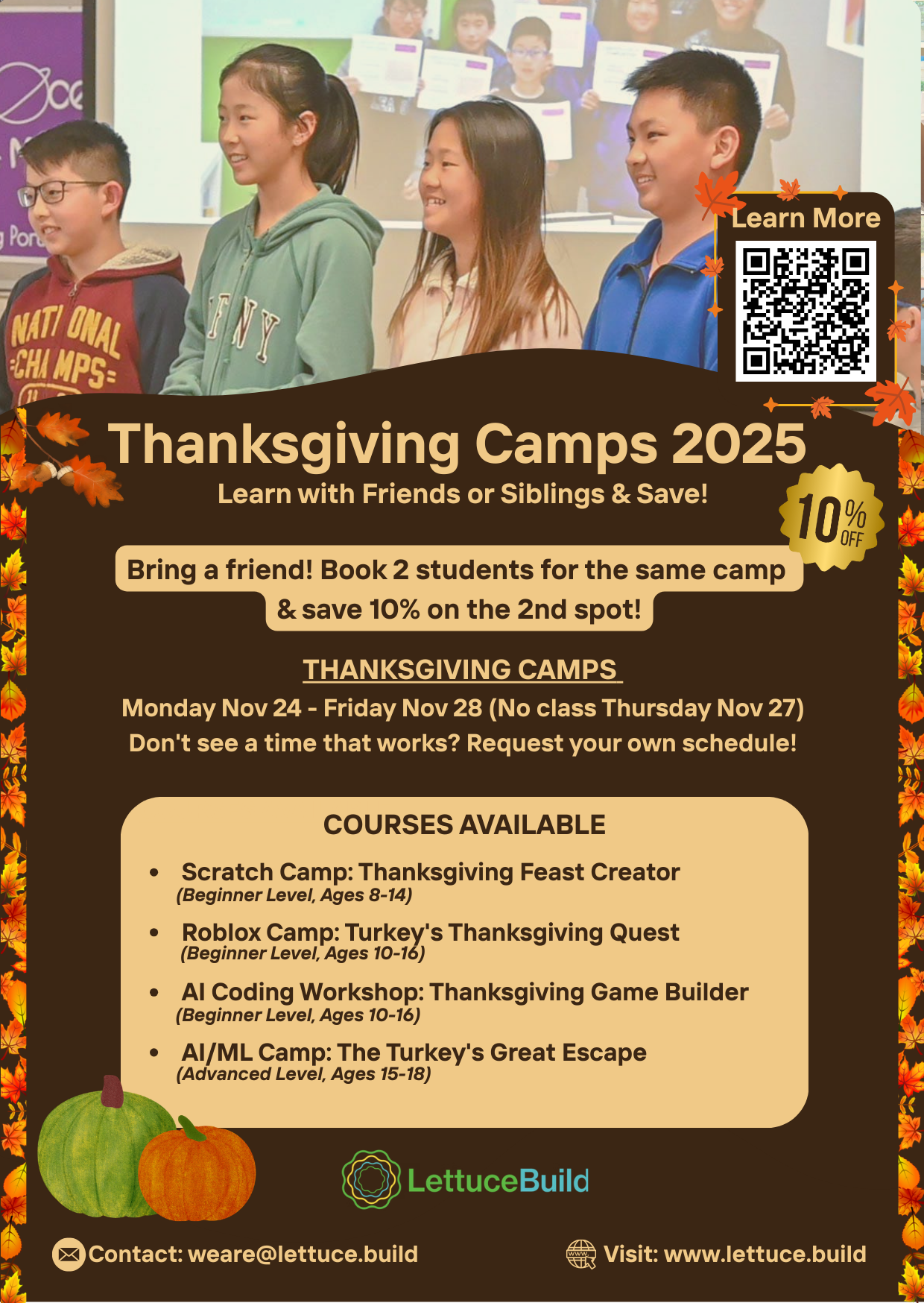 Thanksgiving Camps flyer
