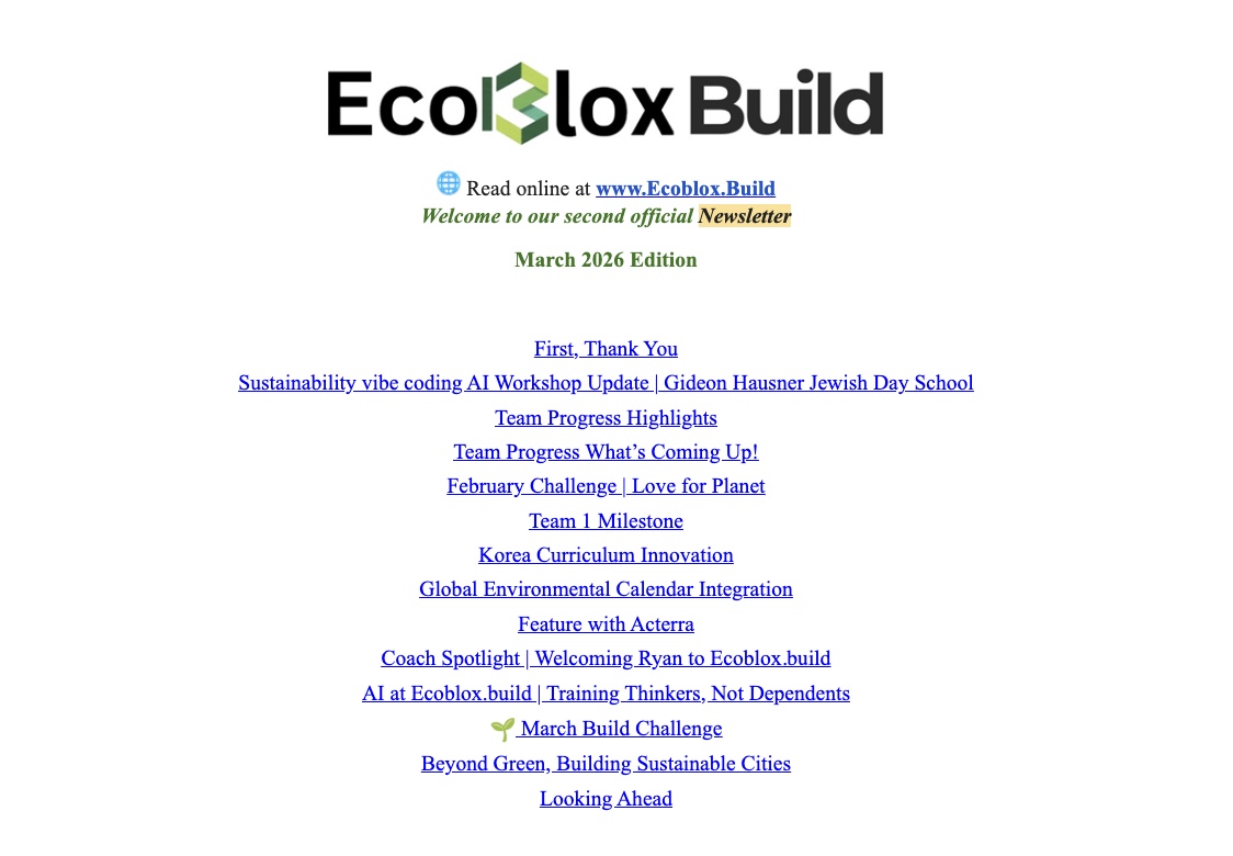 EcoBloxBuild Newsletter